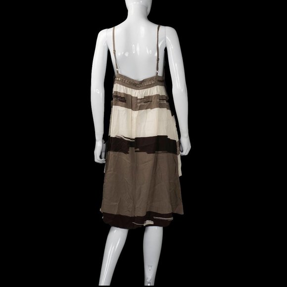 NWT YAYA Afledo Taupe Cream Print Slip Dress - Picture 4 of 5